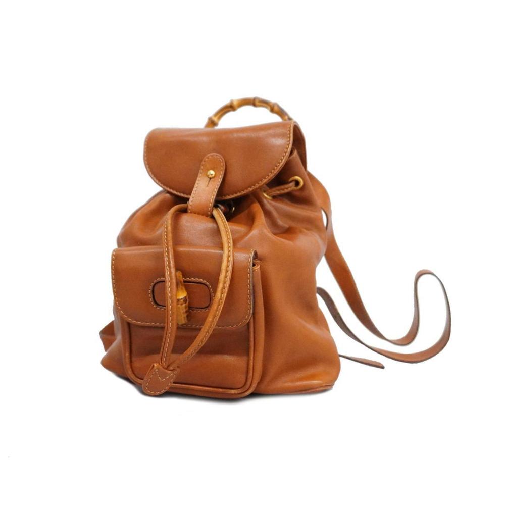 Gucci Backpack Bamboo 003 2058 0030 Leather Light Brown Women's